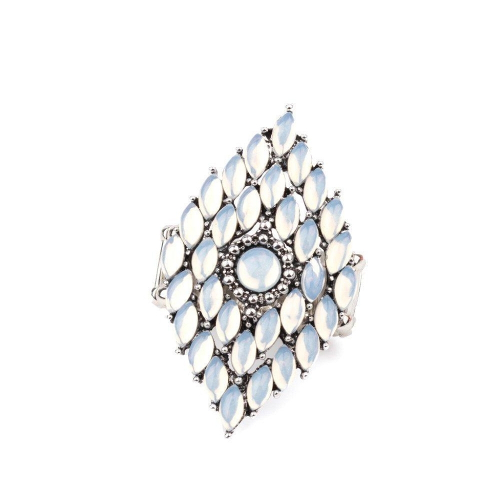 Incandescently Irresistible White Cat's Eye Stone Ring